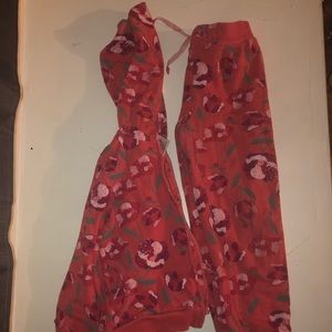 Pink floral print sweatsuit